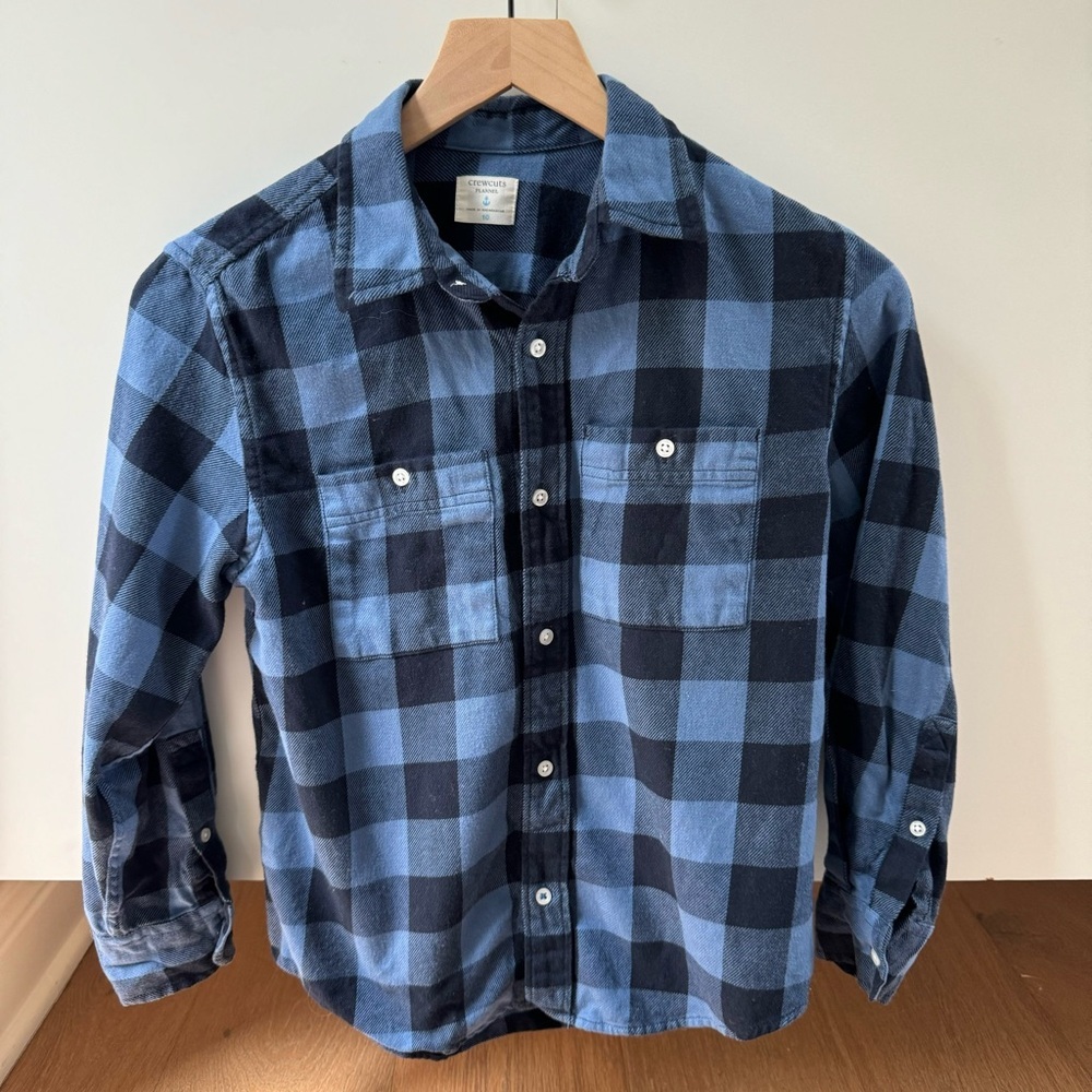 Crewcuts flannel | size 10 youth | blue gingham